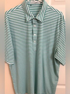 Criquet Striped Green & White Men’s XXL Short Sleeve Lightweight Polo Shirt